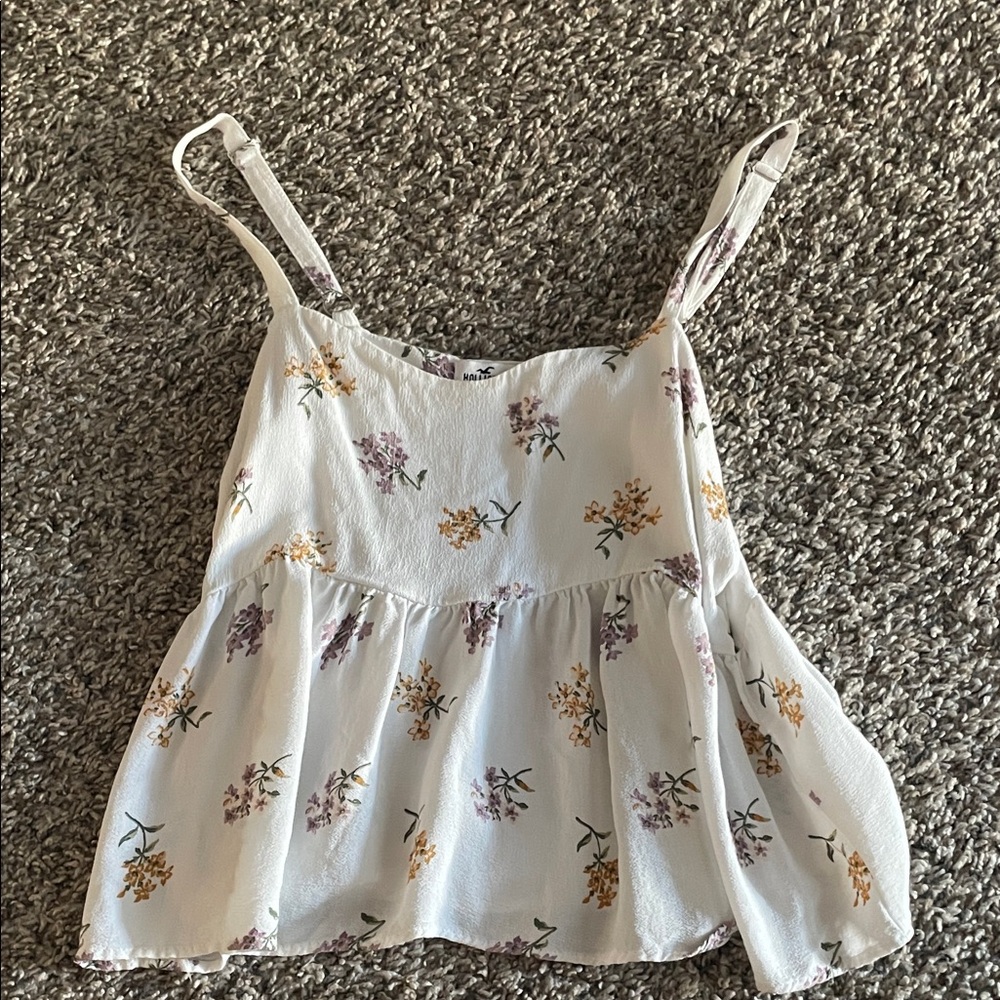 Hollister White Floral Top